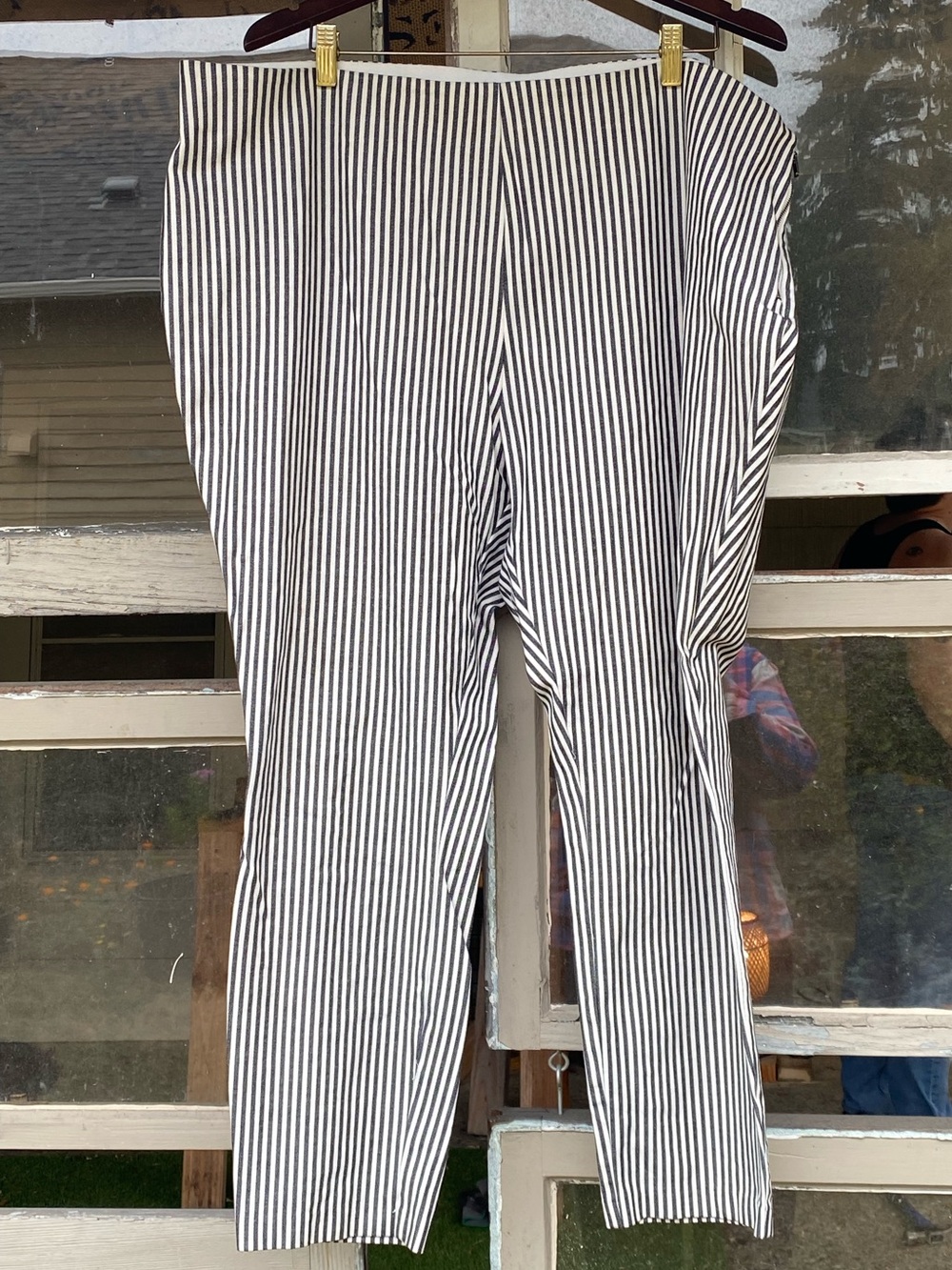 Plus size striped pants side zip
